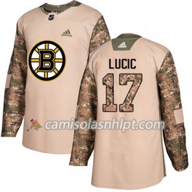 Camisola Boston Bruins Milan Lucic 17 Adidas 2017-2018 Camo Veterans Day Practice Authentic - Homem